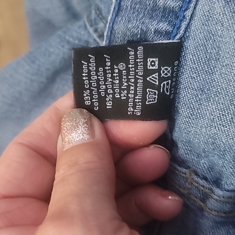 Calvin Klein Capri blue jeans size 12 distressed 5 pocket denim customized - Picture 11 of 11